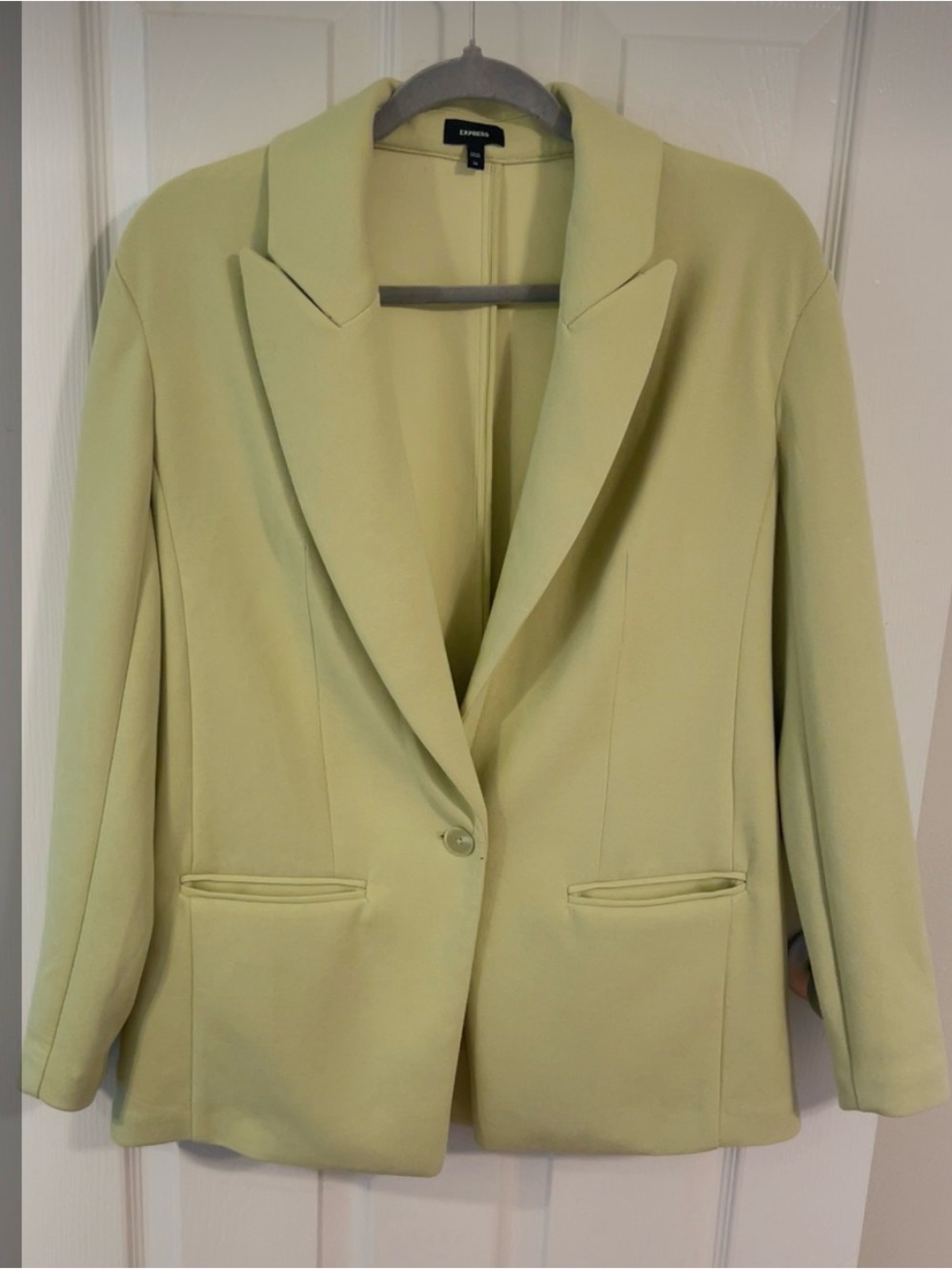 Express Pastel Green Single-Button Blazer